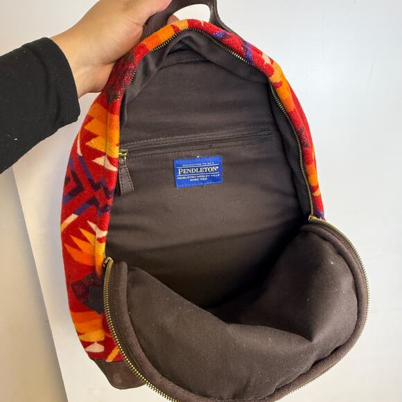 Pendleton Wool Backpack Red Orange Leather main image 4